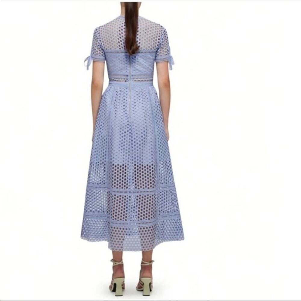 Self Portrait Guipure Lace Midi Dress in Lilac Size 2 New With Tag - Picture 3 of 11